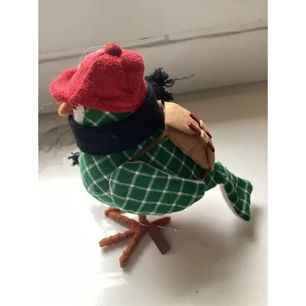 Target Maus Spritz Bird 2018 Feathery Friends  with Foot Tag Red GreenCheck Coat